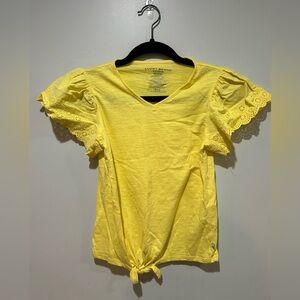 Lucky Brand Girl’s Yellow Eyelet Sleeve Tee